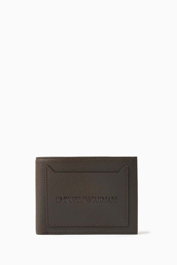 

EA Bi-fold Wallet in Leather, Brown