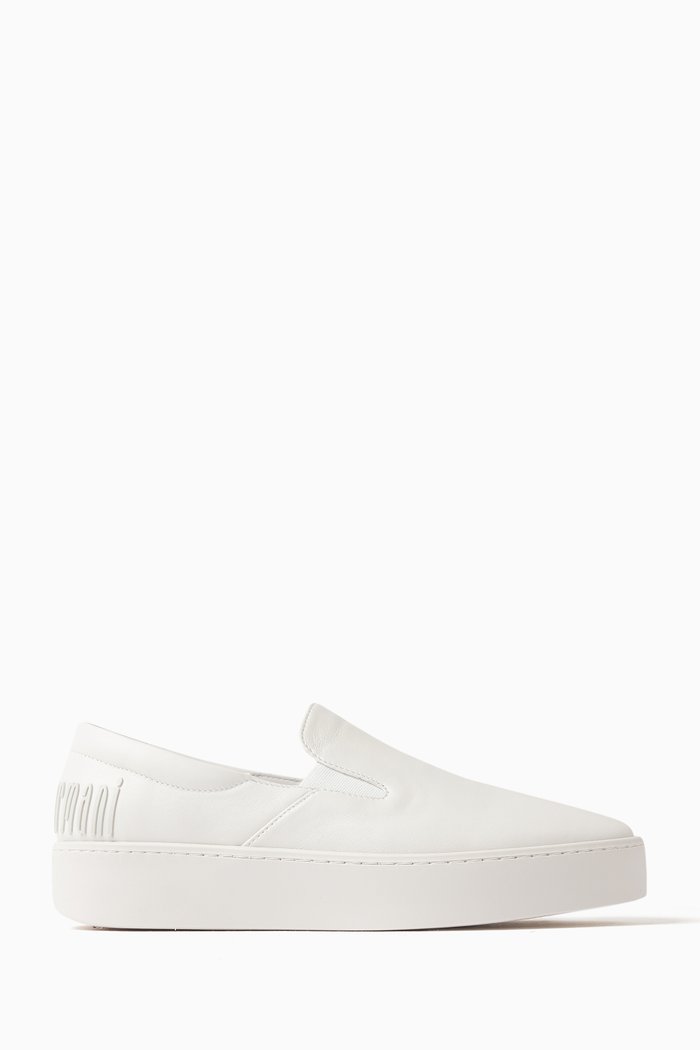 Slip-on Shoes in Leather, White