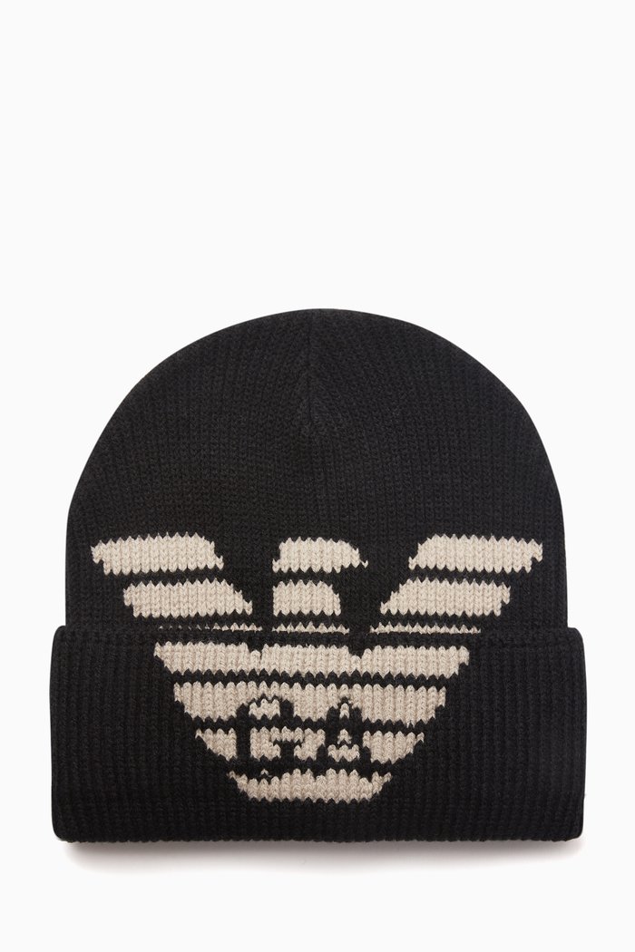

Macro EA Eagle Beanie in Rib Knit, Black