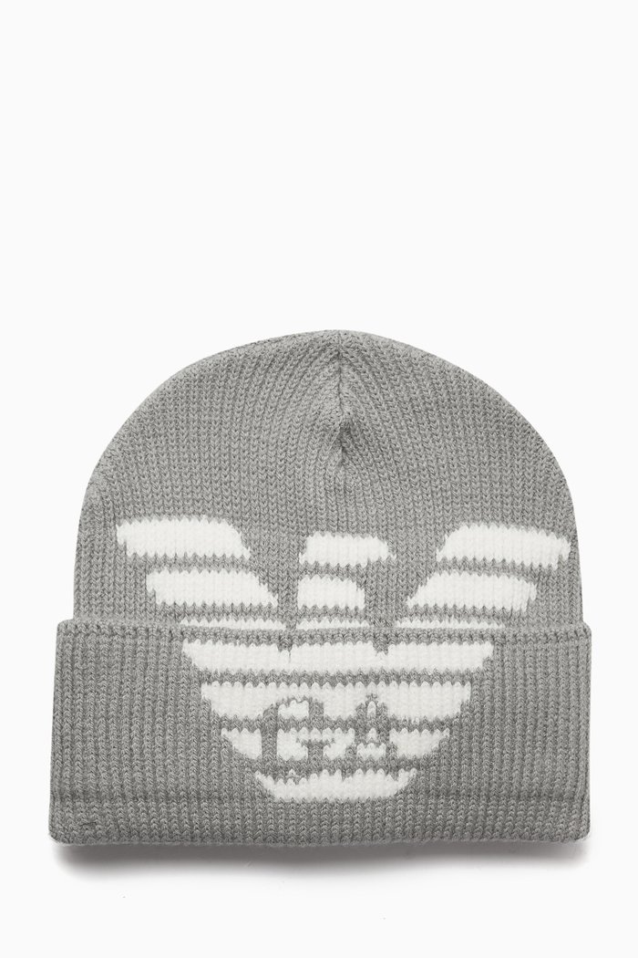 

Macro EA Eagle Beanie in Rib Knit, Grey