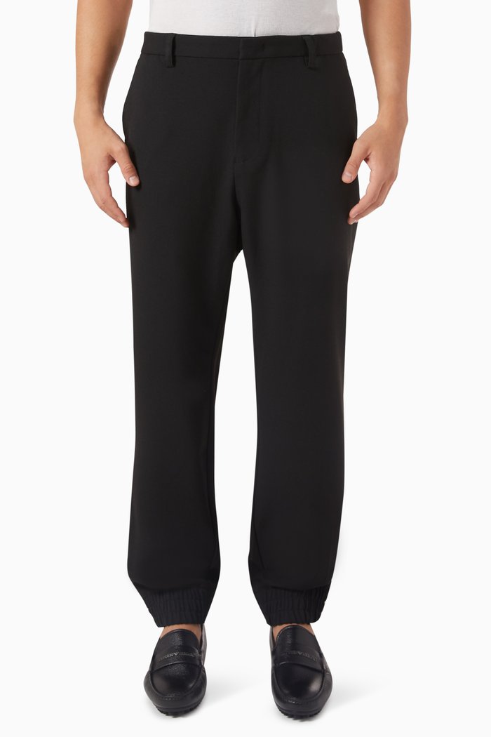 

Casual Pants in Viscose-blend Twill, Black