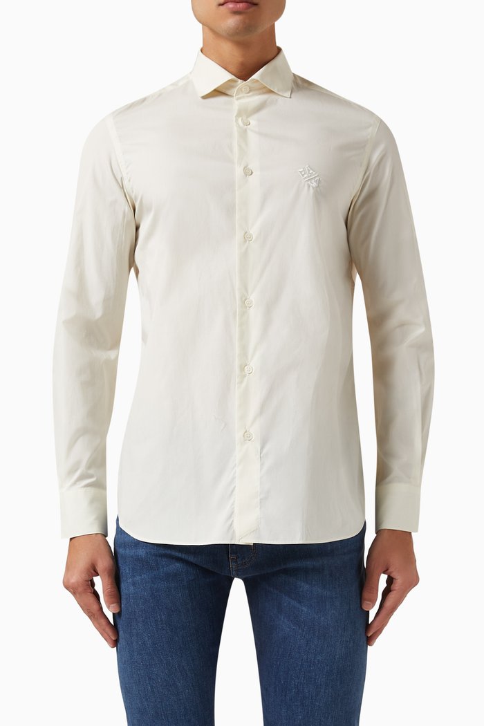 

Logo Shirt in Cotton Poplin, Neutral