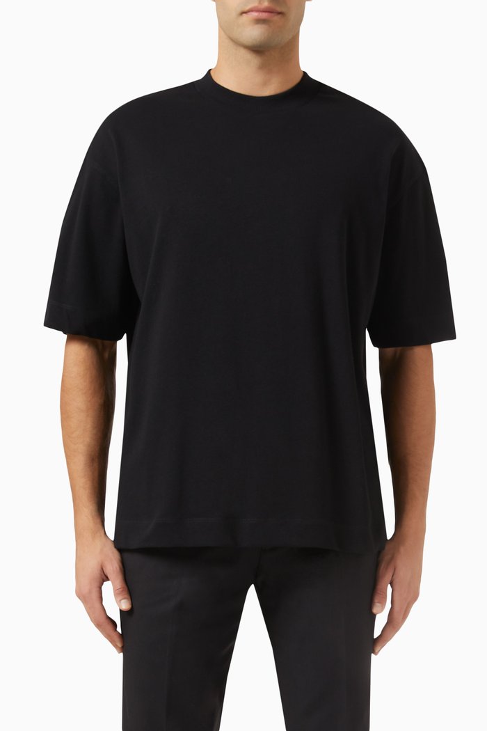 

Micro EA Logo T-shirt in Cotton Jersey, Black