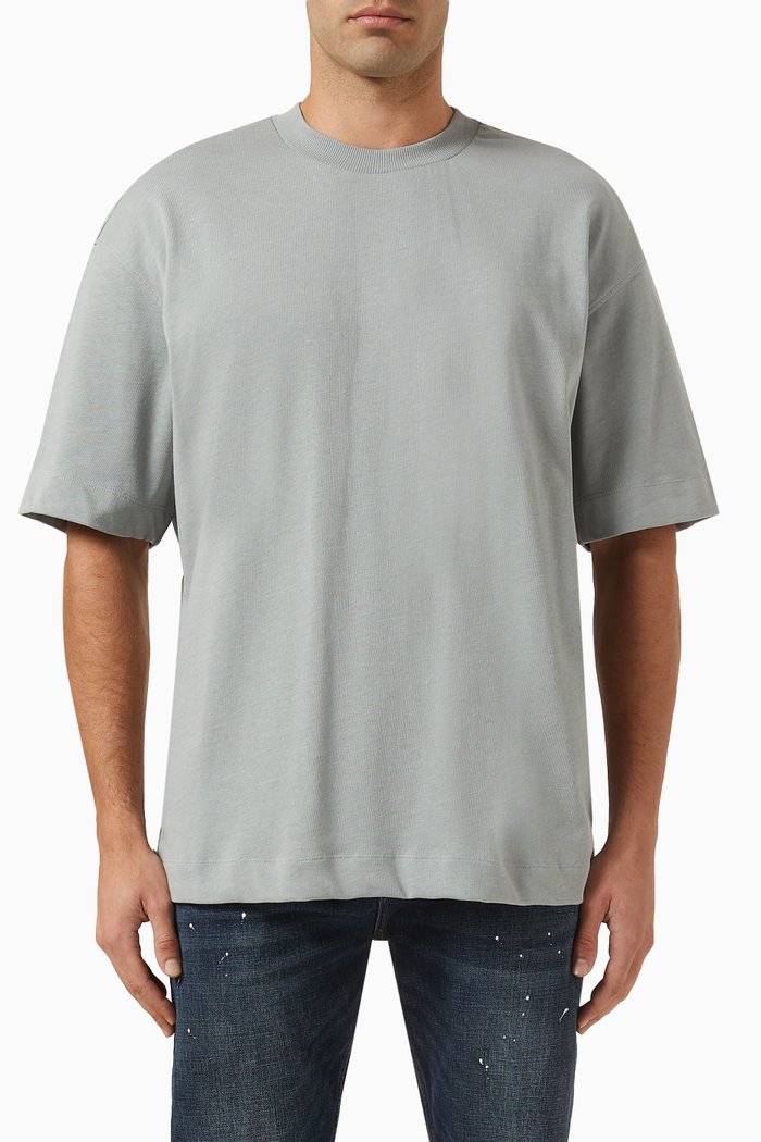 Micro EA Logo T-shirt in Cotton Jersey, Grey