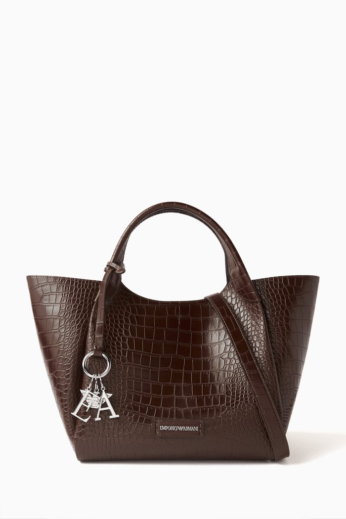 

Logo Tote Bag in Leather, Brown