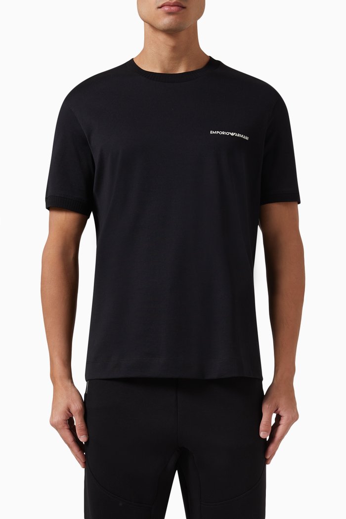 

Micro EA Logo T-shirt in Cotton-jersey, Black