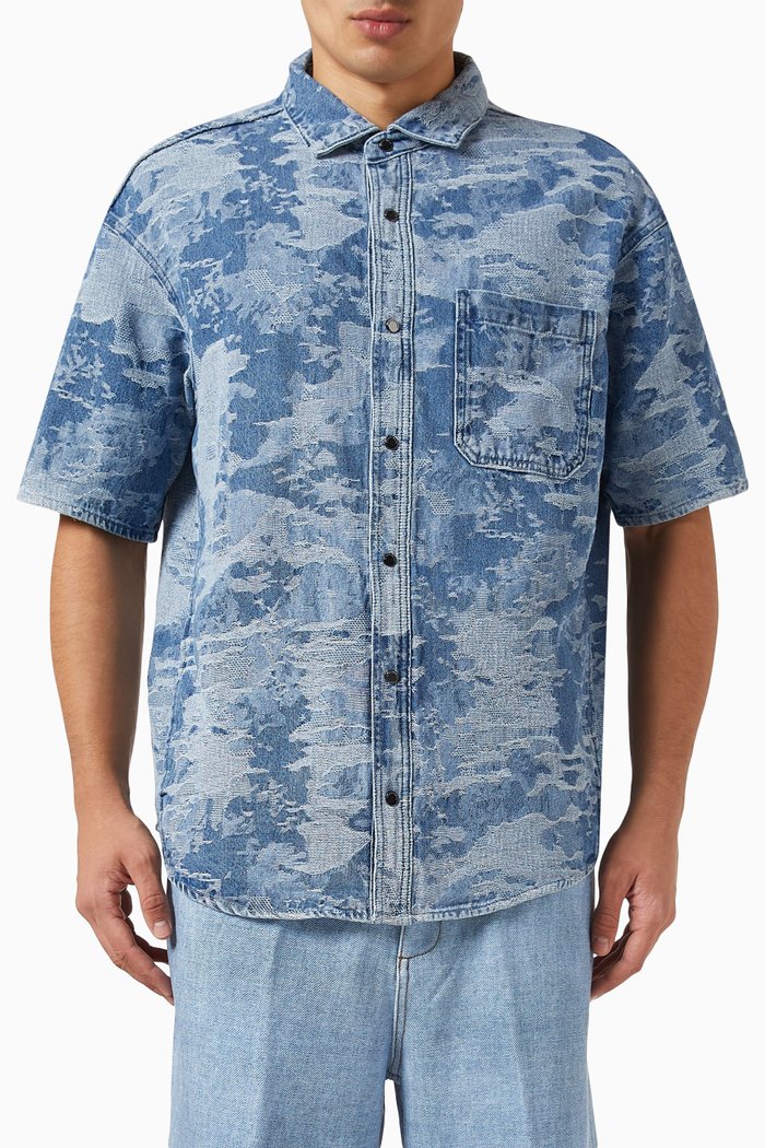 

Camo-print Shirt in Denim, Blue