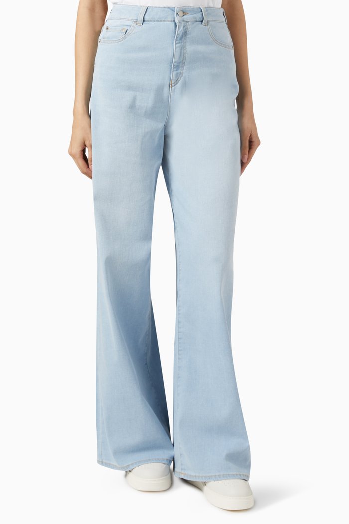 

Wide Leg Logo Jeans in Cotton-denim, Blue
