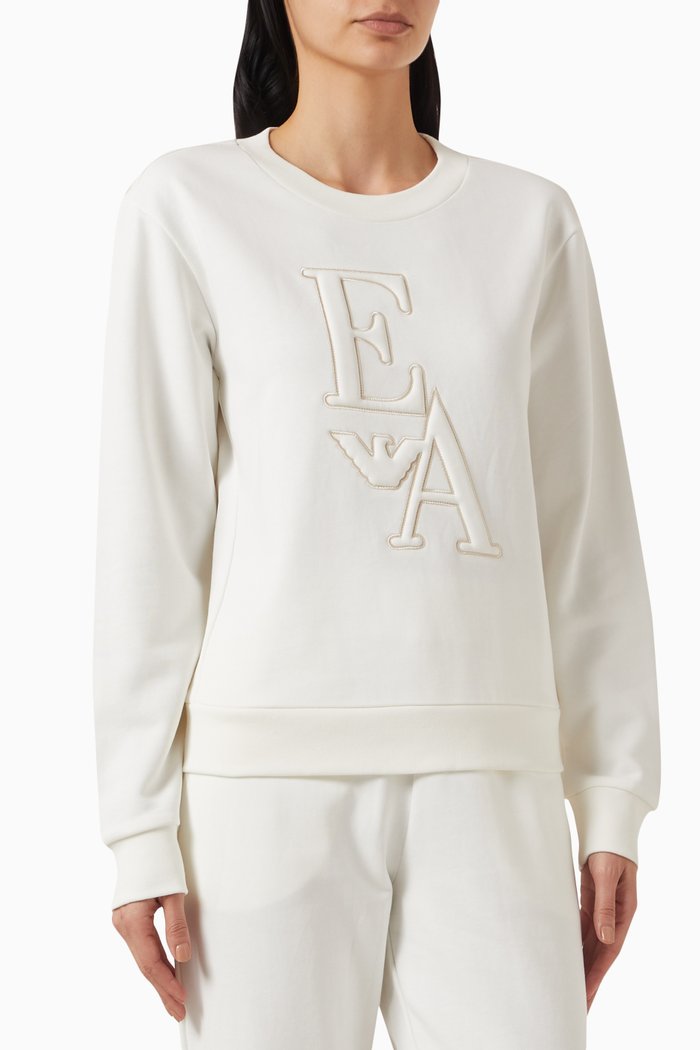 Embroidered EA Logo Sweatshirt, White