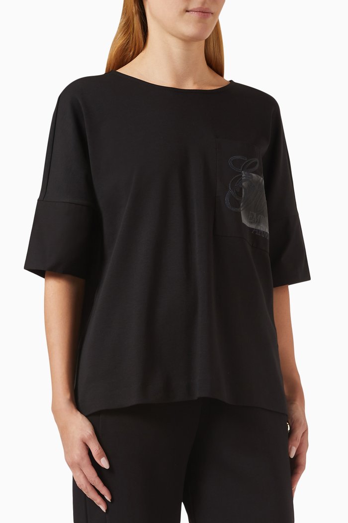 

Logo-embroidered Oversized T-shirt in Cotton Jersey, Black