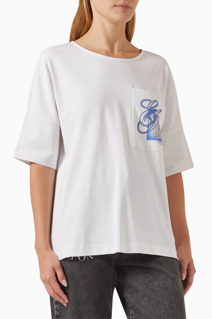 

Logo-embroidered Oversized T-shirt in Cotton Jersey, White