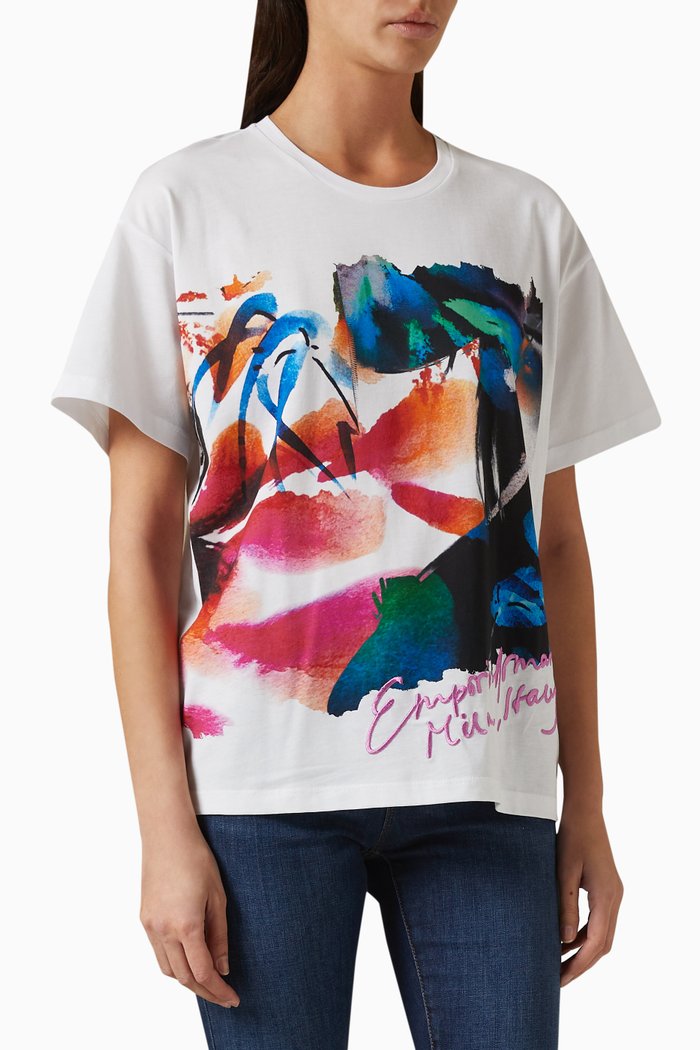Fantasy Print T-shirt in Jersey, White