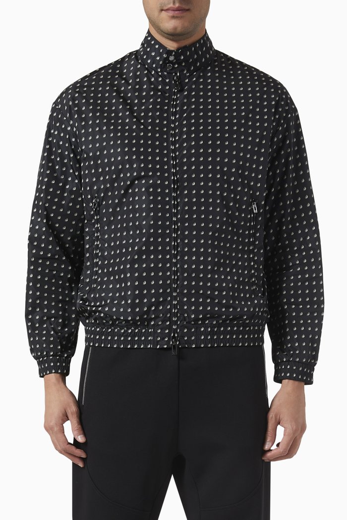 

All-over Micro Logo Zip Jacket in Nylon, Black