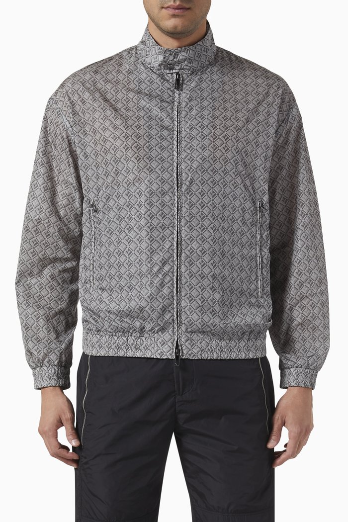 

All-over Micro Logo Zip Jacket in Nylon, Grey