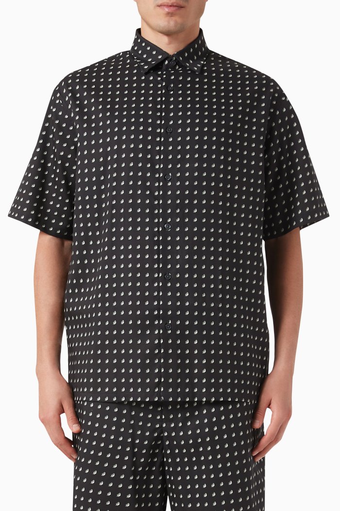 All-over logo Shirt in Cotton-blend, Black