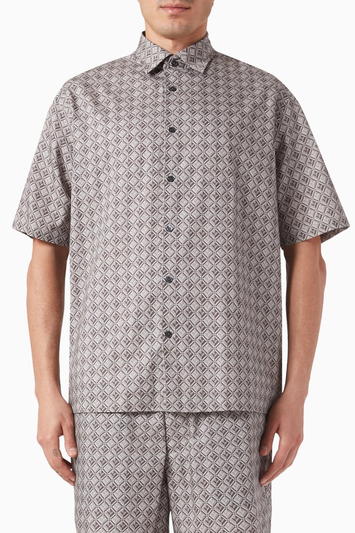 

All-over logo Shirt in Cotton-blend, Grey