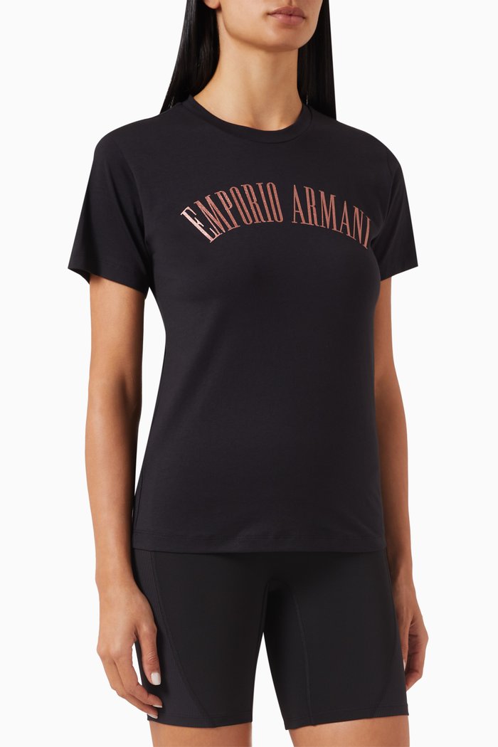Glitter Logo T-shirt in Jersey, Blue