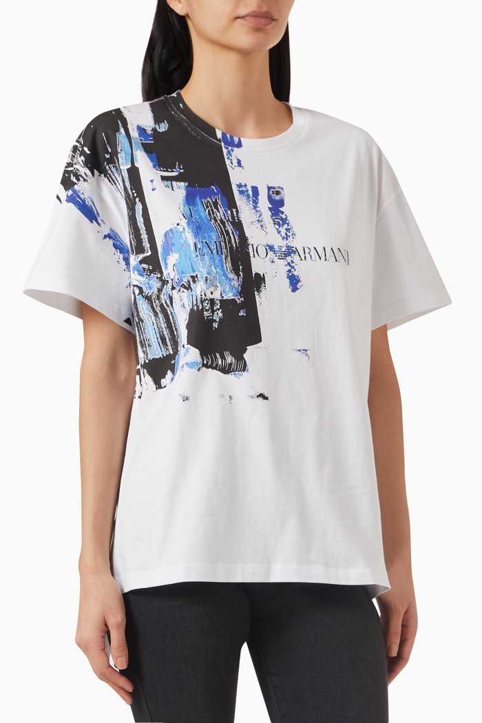 

Water Logo Print T-shirt in Jersey, White
