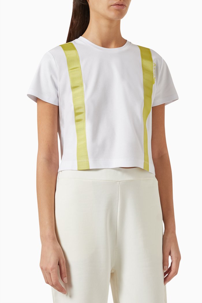 

Logo Grosgrain Crop T-shirt in Jersey, White