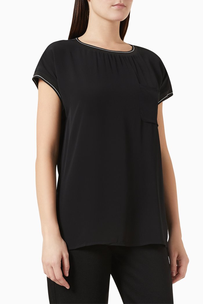 

Embellished Top in Viscose-Crêpe, Black