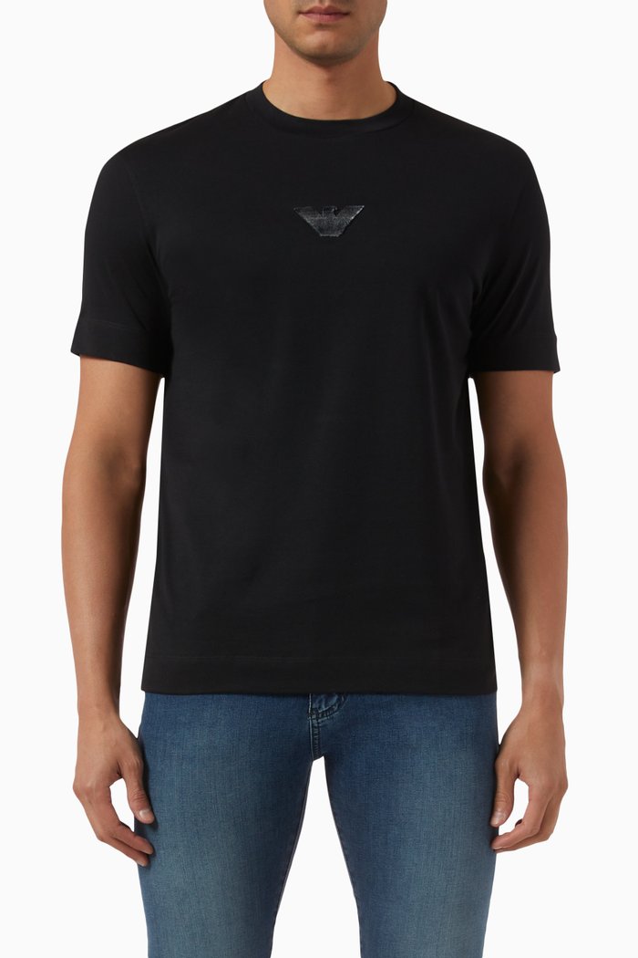 Micro Logo T-Shirt in Cotton, Black