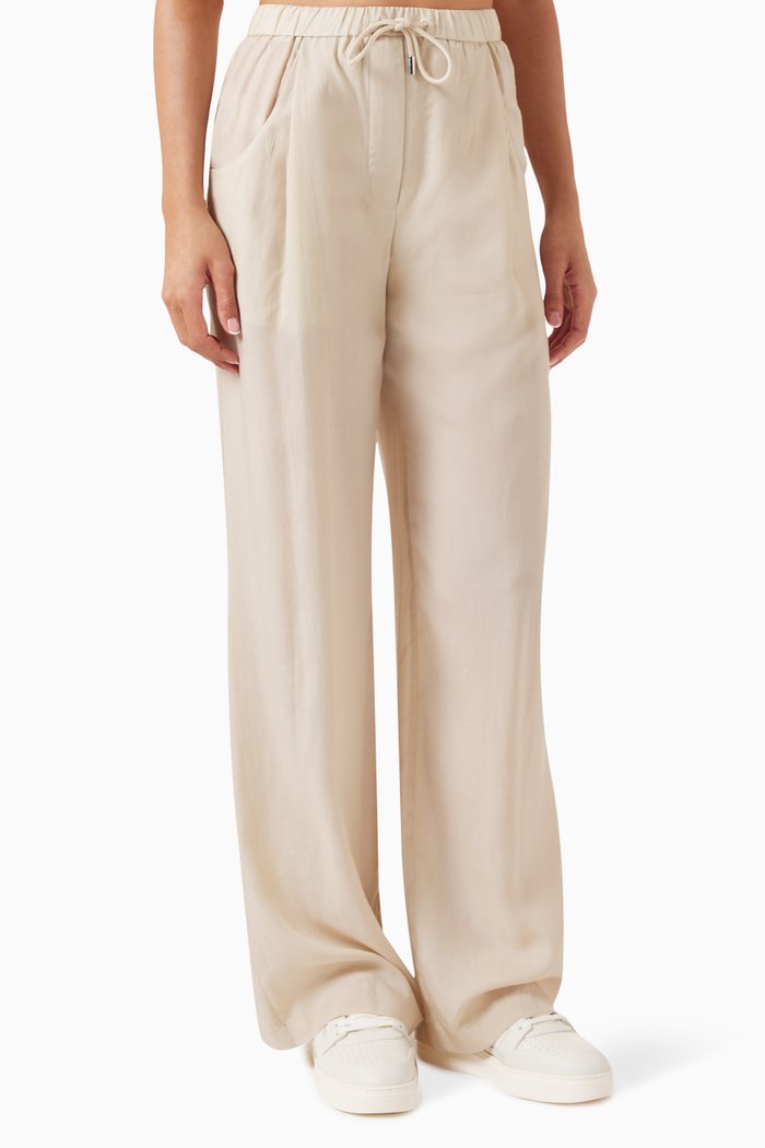 

Wide-leg Pants in Cotton, Neutral
