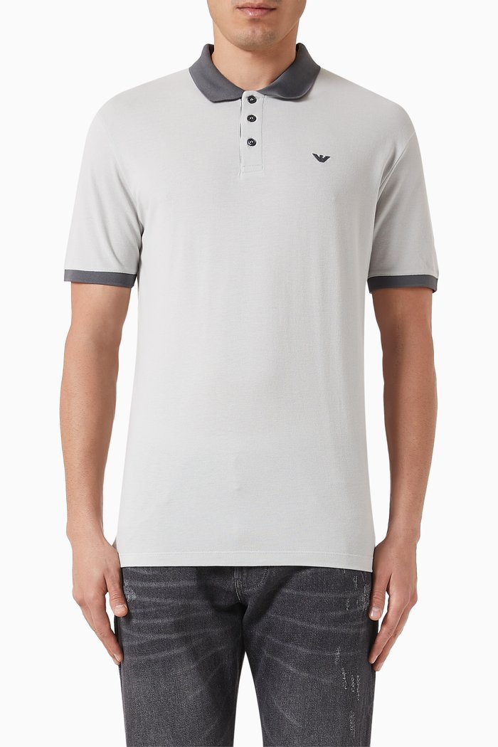 

Micro Eagle Polo Shirt in Piqué, Grey
