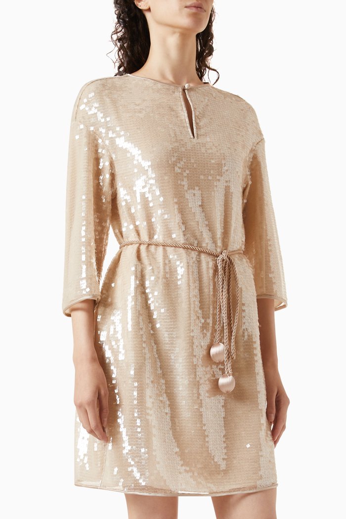 

Paillettes Sequin-embellished Mini Dress, Neutral