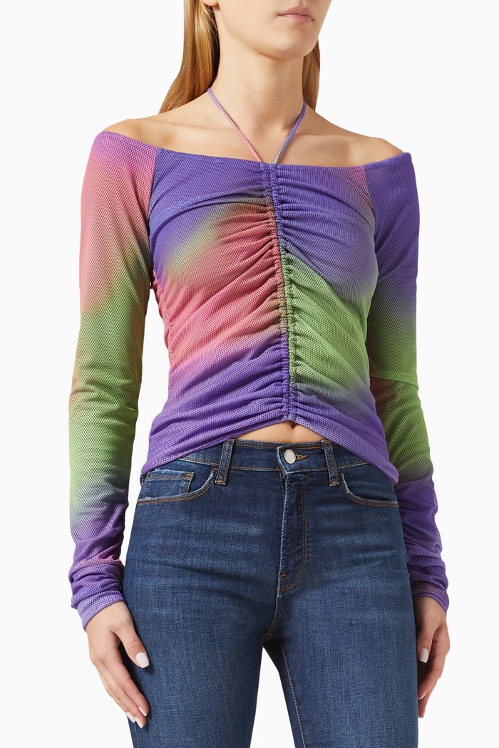 

Camouflage Effect Top in Knit, Purple