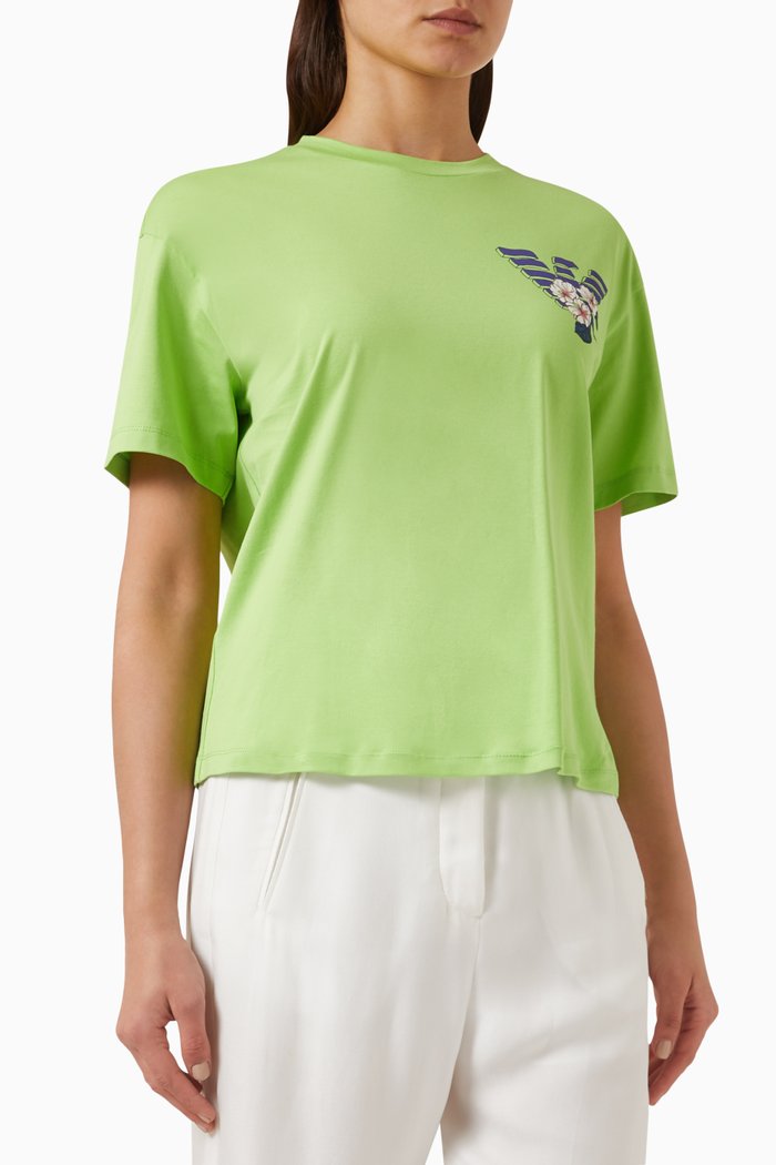 

Logo-print Crop T-shirt in Jersey, Green