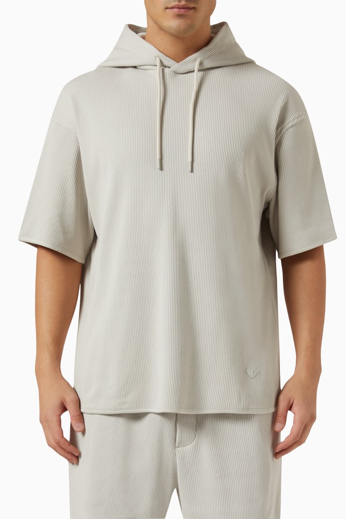 

Short-sleeve Hooded Sweatshirt in Cotton-canneté, Neutral