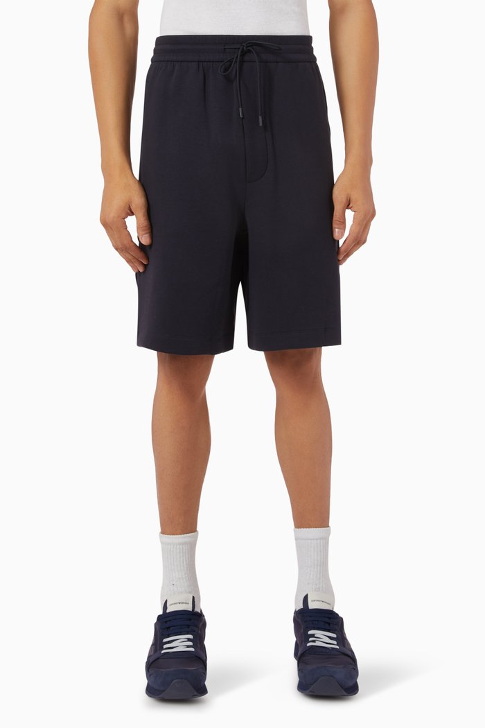 

Logo-tape Sweatshorts in Double-jersey, Blue