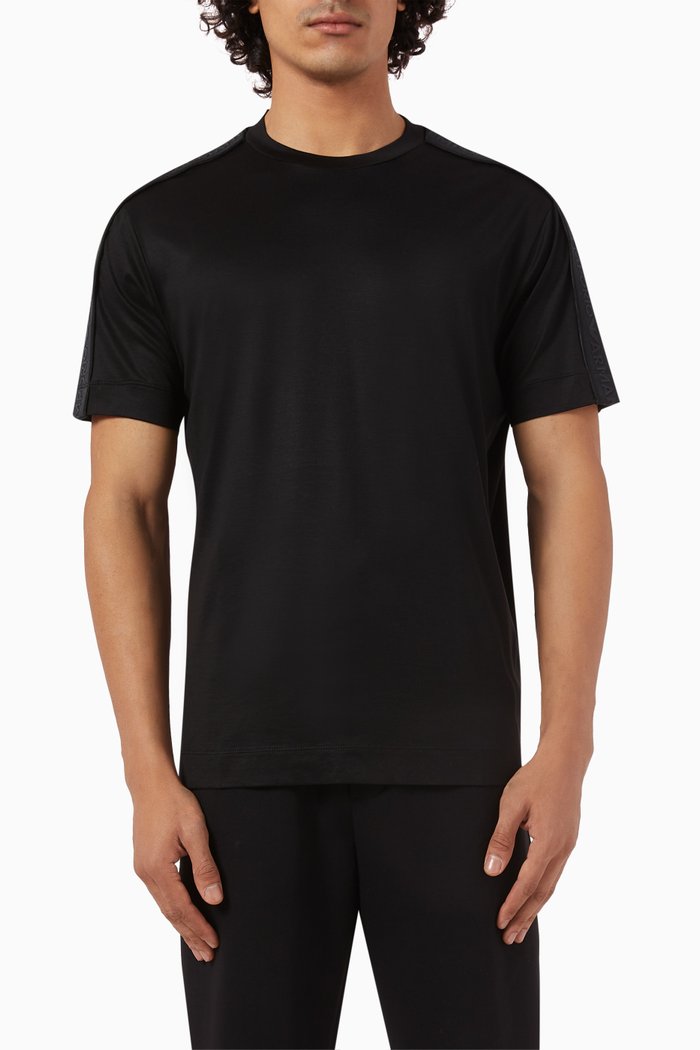 

Logo-tape T-shirt in Lyocell-blend Jersey, Black