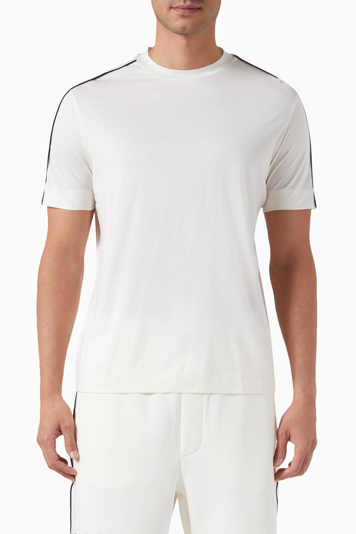 

Logo-tape T-shirt in Lyocell-blend Jersey, Neutral