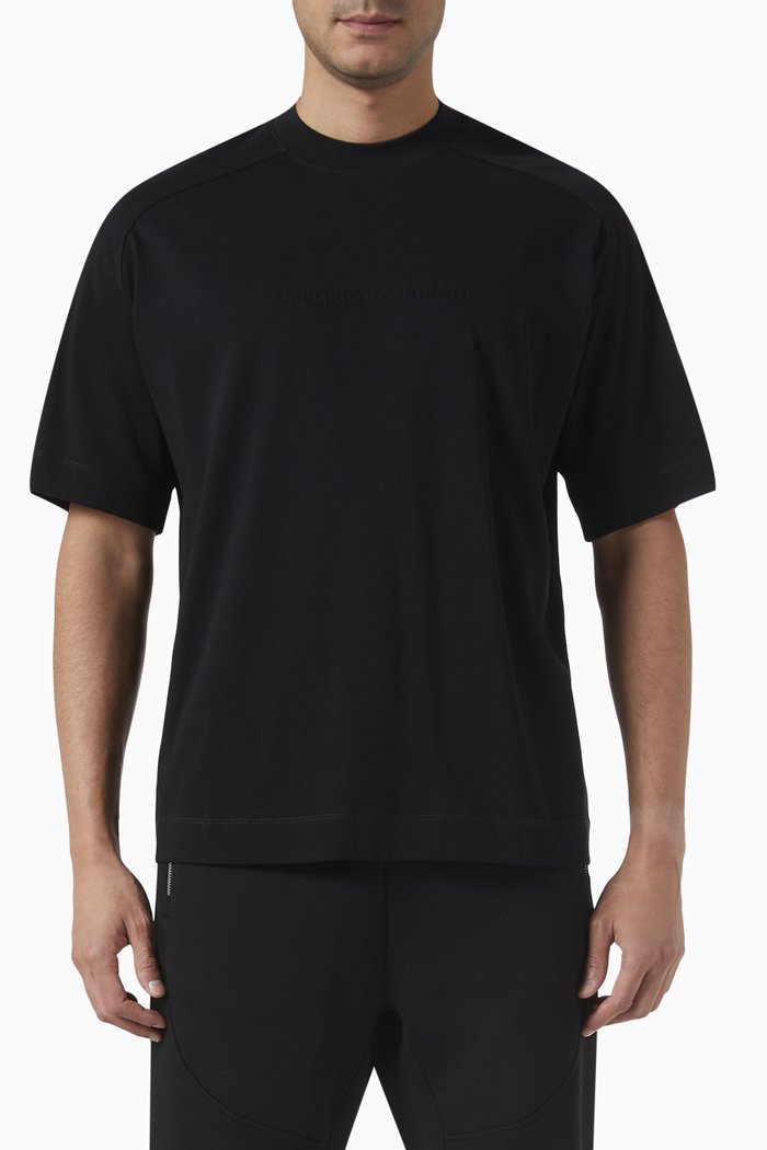 

Puffed-logo T-shirt in Cotton-jersey, Black