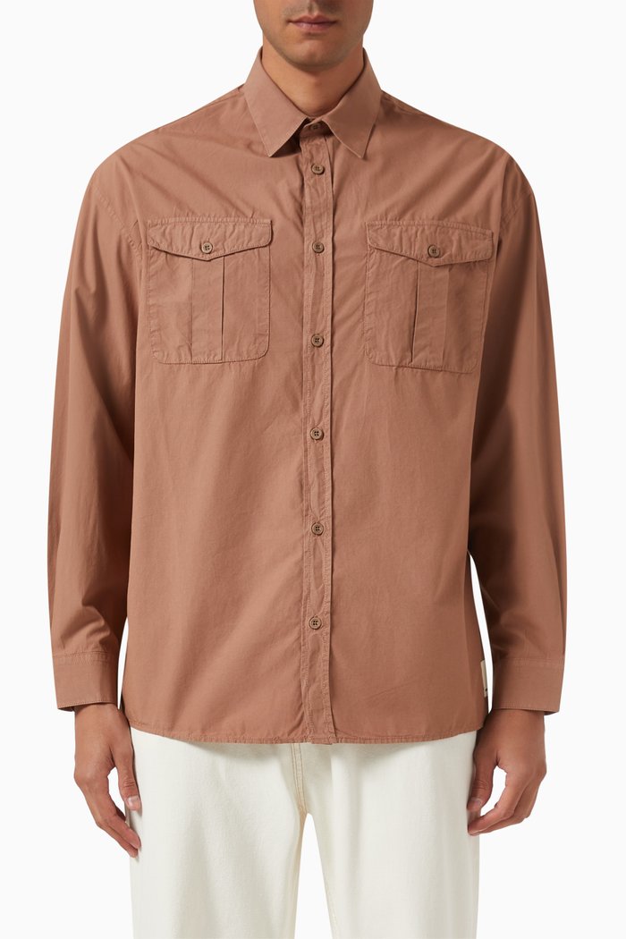

Long-sleeve Shirt in Cotton-poplin, Brown