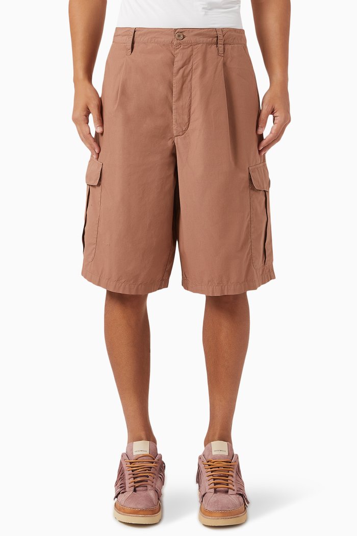 

Box Pleat Shorts in Organic Cotton, Brown