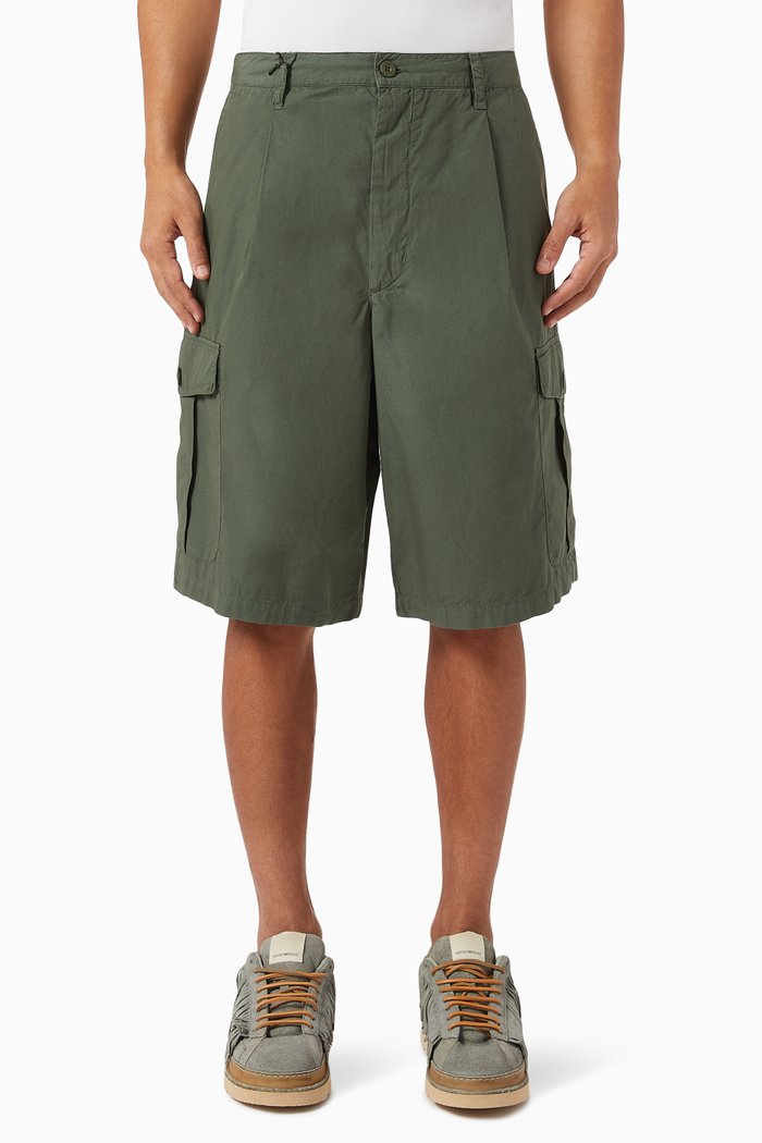 

Box Pleat Shorts in Organic Cotton, Green