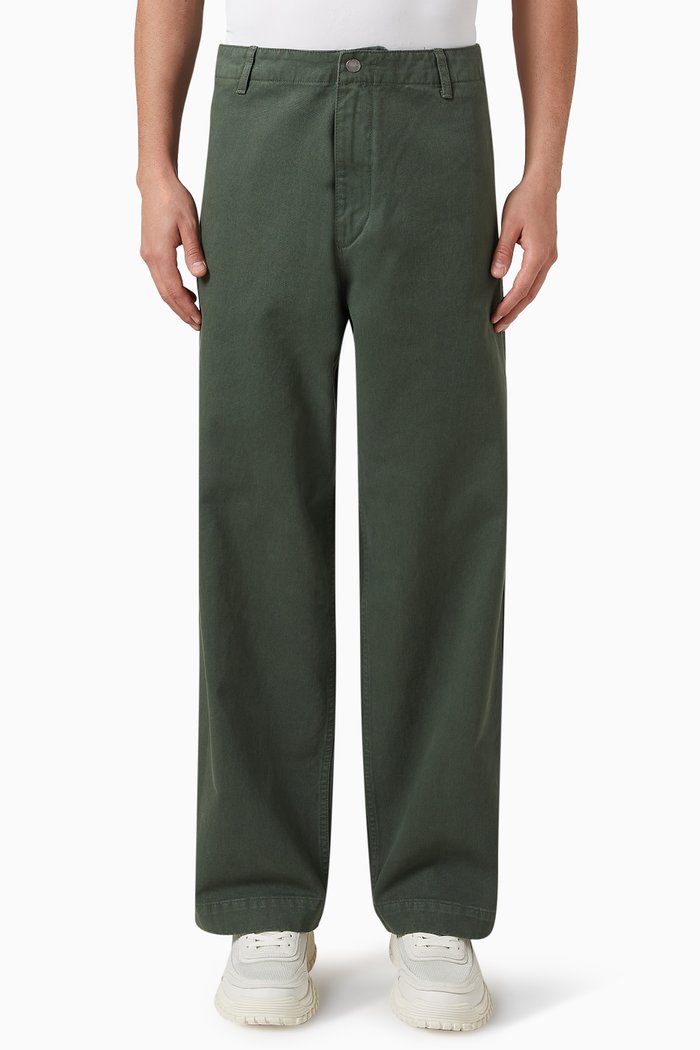 

Wide Fit Trousers in Cotton, Green