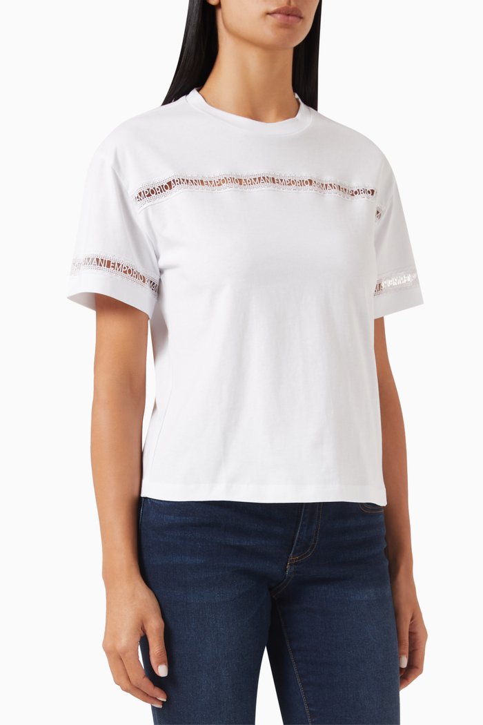 

EA Text Tape Logo T-shirt in Jersey, White
