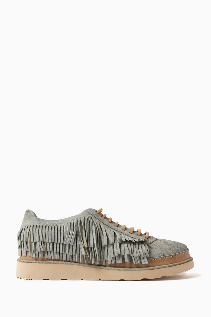 

Fringe Sneakers in Suede Leather, Green