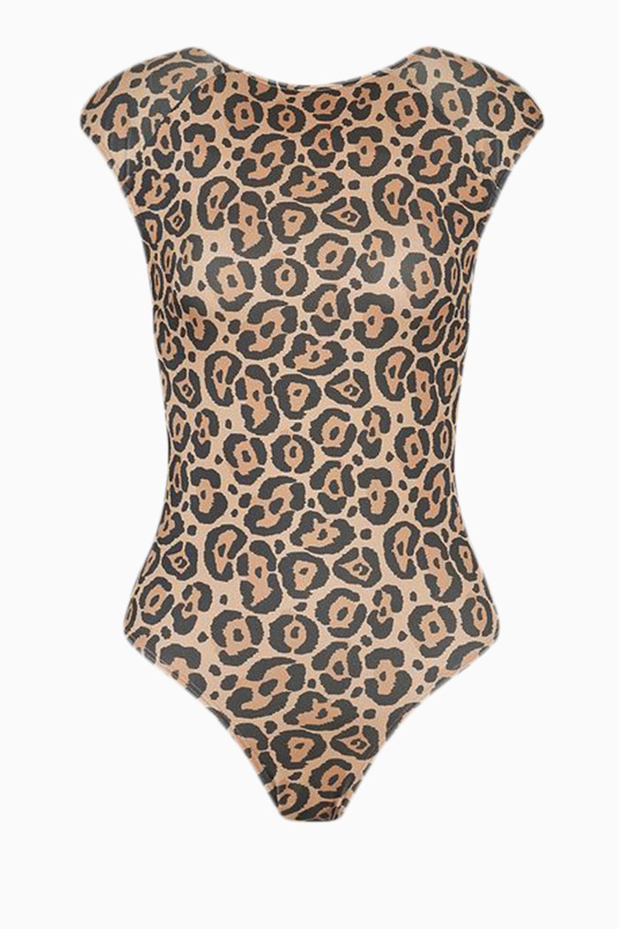 

Open-back Swimsuit in Stretch Nylon, Brown