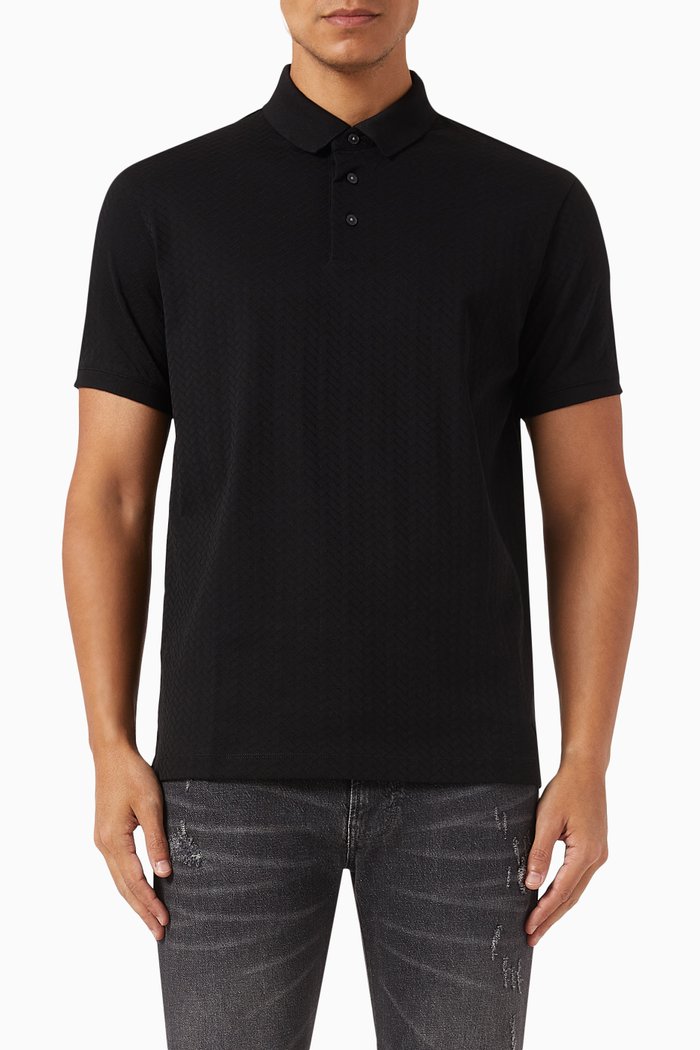 

Micro Eagle Polo Shirt in Cotton-jacquard, Black