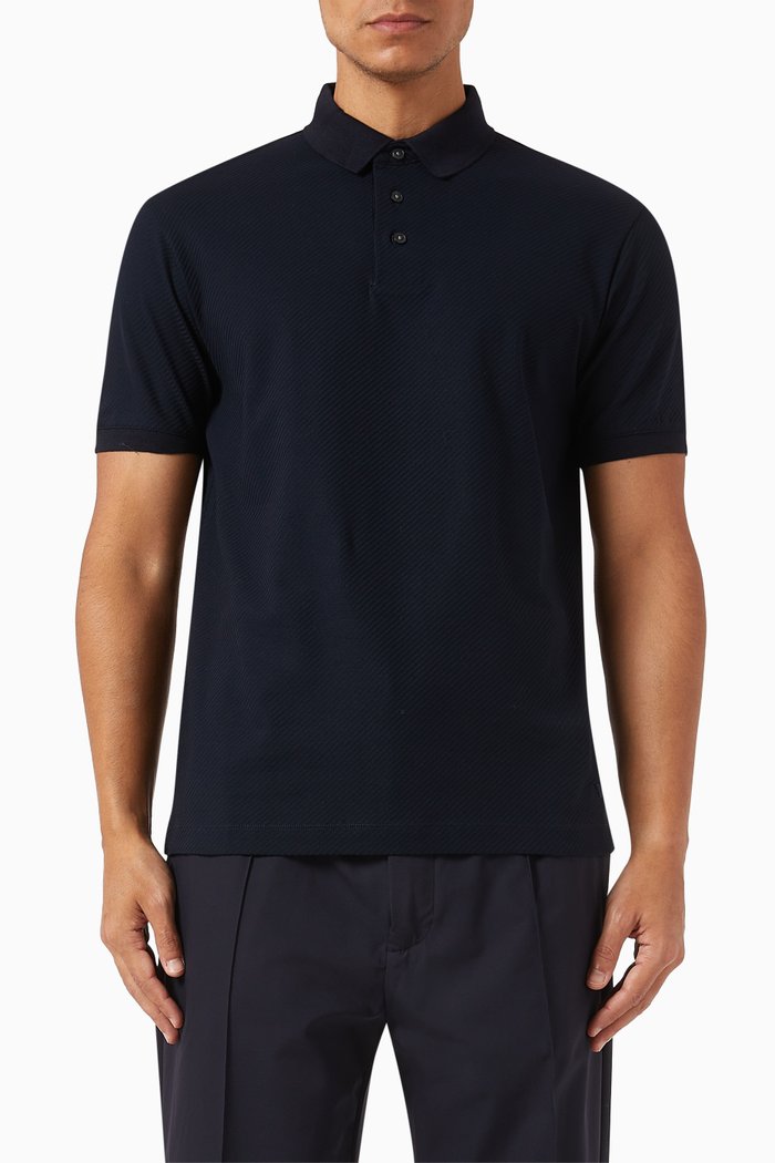

Micro Eagle Polo Shirt in Cotton-jacquard, Blue