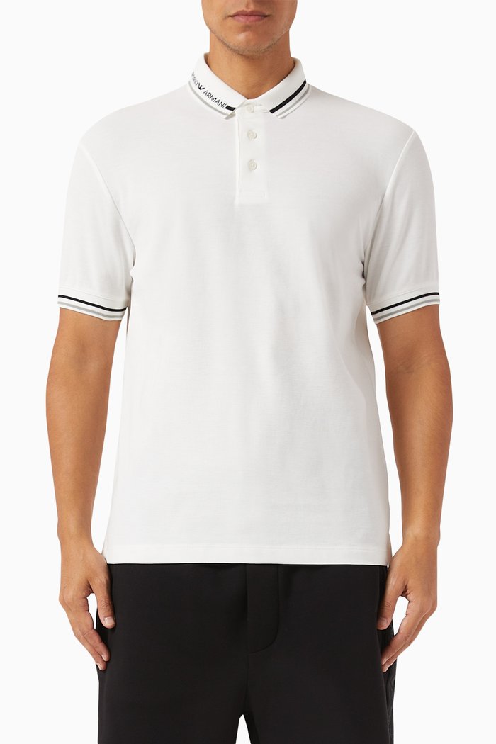 

Micro Eagle Logo Polo Shirt in Cotton, Neutral
