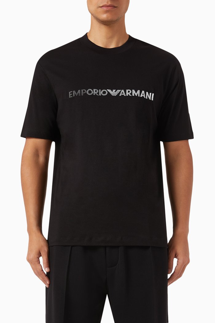 Degrade Macro Logo-print T-shirt in Cotton, Black