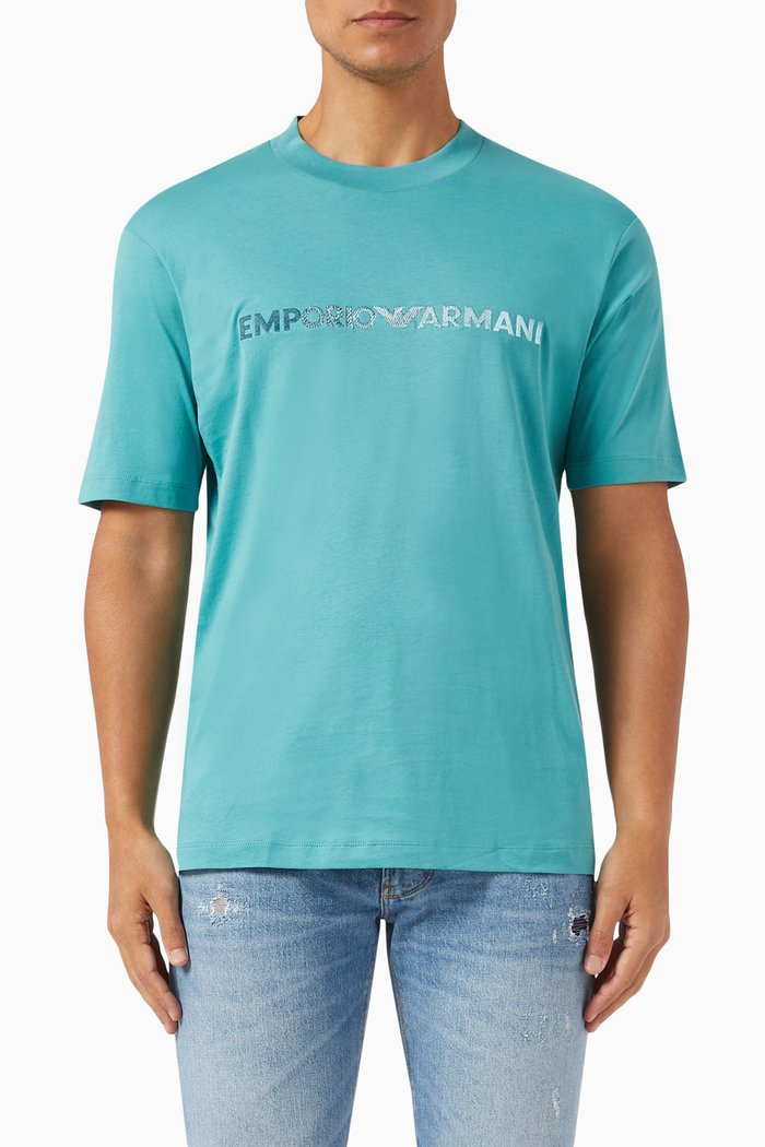 

Degrade Macro Logo-print T-shirt in Cotton, Blue