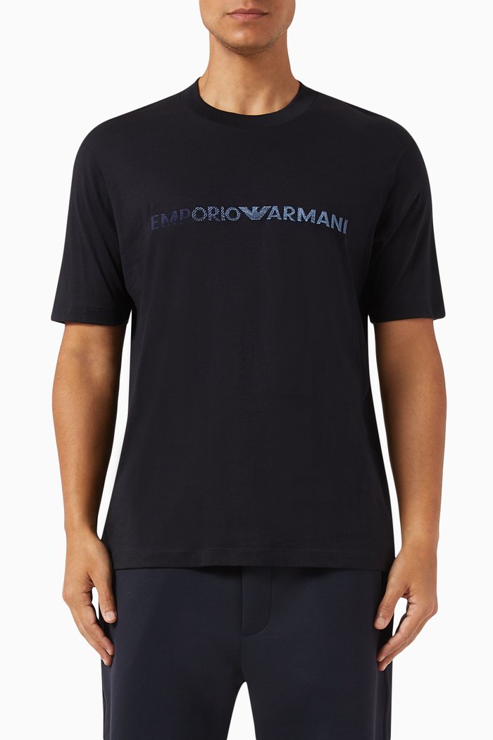 

Degrade Macro Logo-print T-shirt in Cotton, Blue