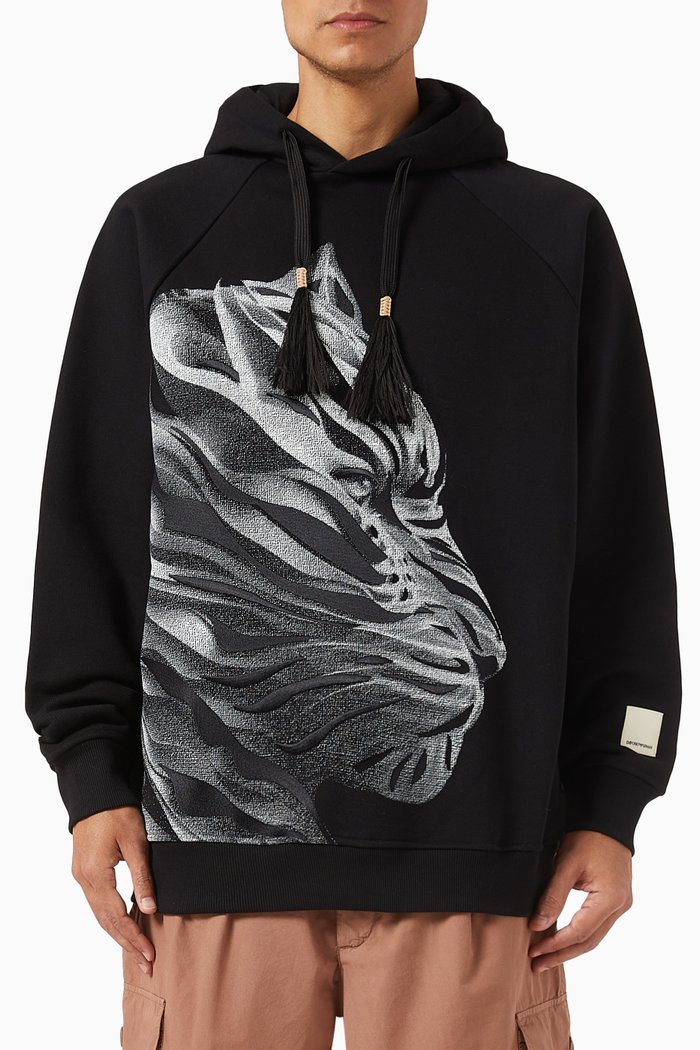 

Tiger Hoodie in Organic Cotton, Black