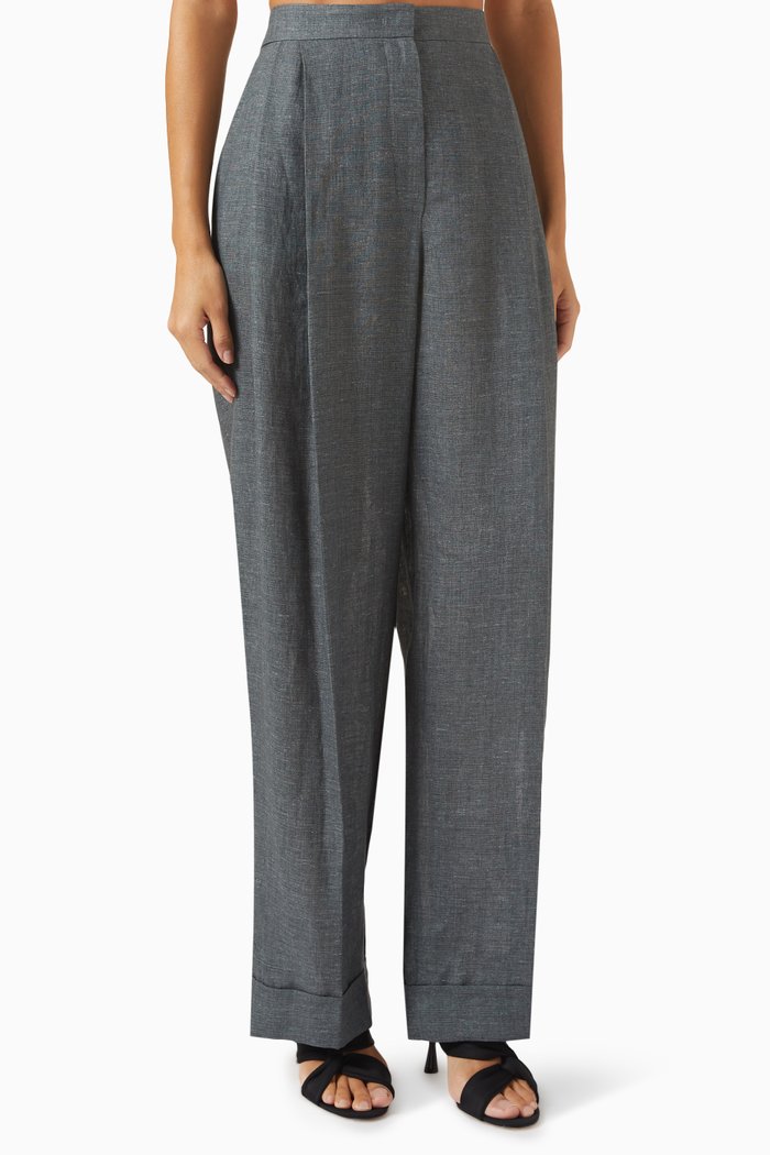 

High-waisted Wide-leg Pants in Woven-fabric, Grey